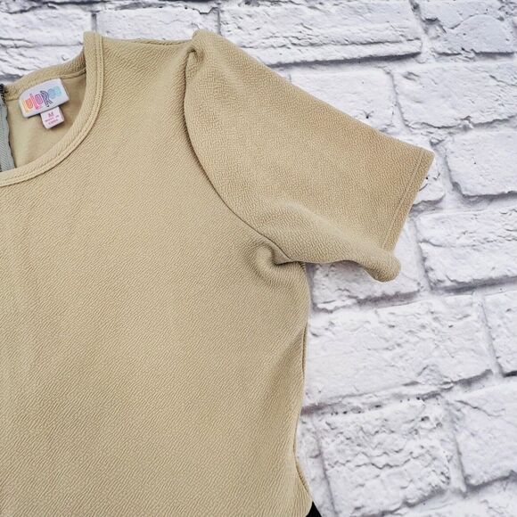 NOT FOR SALE LulaRoe Amelia Dress Women's Medium Tan/Black Colorblock Pockets - Picture 4 of 9